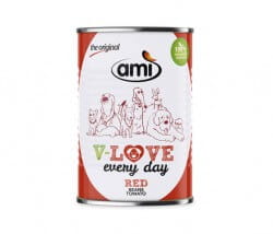 AMI Dog V-Love RED Nassfutter für Hunde mit Bohnen, Tomate & Rote Bete