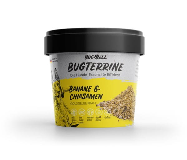 BugTerrine Goldgelbe Kraft Banane & Chiasamen (Nassfutter als Instantprodukt)