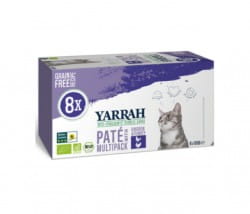 Yarrah Paté Multi-Pack Huhn/Truthahn mit Aloe Vera für Katzen