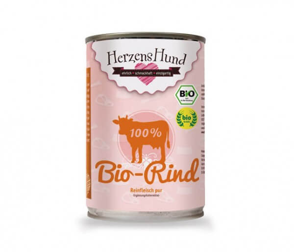HerzensHund Bio Rind Reinfleisch pur 100% artgerechte Tierhaltung Reinfleischdosen für Hunde